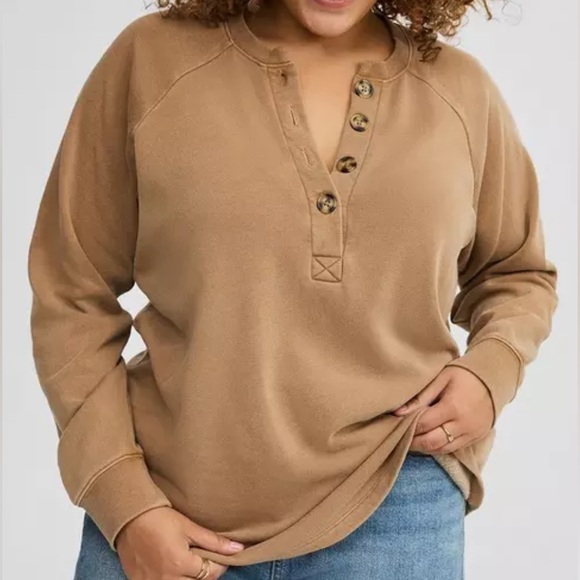 torrid Tops - NWT Torrid 6 cozy fleece 4-button henley sweatshirt, size 6X